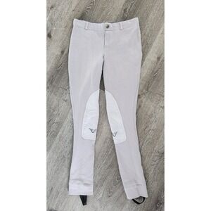 Whimsical Horse Embroidered Kids Jodhpurs Lilac Gray Equestrian Breeches Size 16